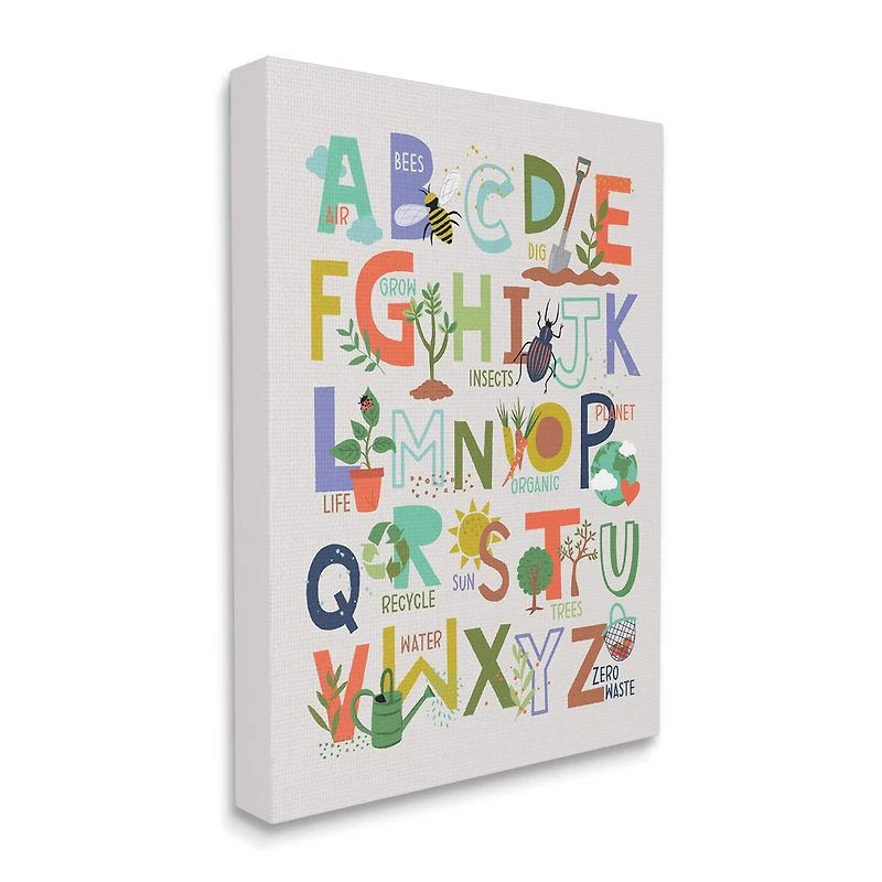 Stupell Industries Children's Whimsical Alphabet Chart Insects Garden Nature Canvas Wall Art