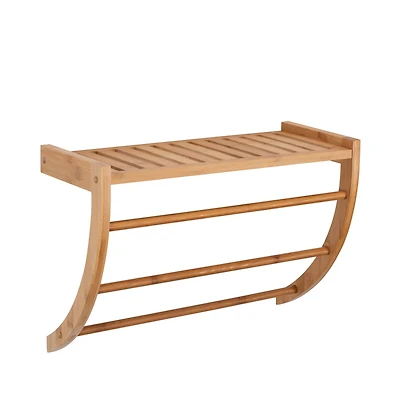 Organize It All Bamboo Wall Mount Shelf and Towel Rack 