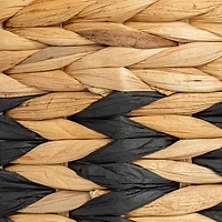 Household Essentials 11.75" Natural Water Hyacinth & Paper Basket with Black Stripes