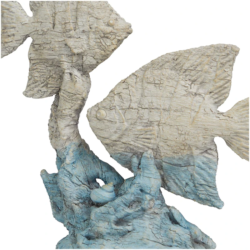 16" Light Blue Polystone Textured Ombre Fish Sculpture