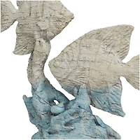 16" Light Blue Polystone Textured Ombre Fish Sculpture