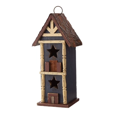 Glitzhome® 13" Solid Wood and Metal Rustic Style Birdhouse