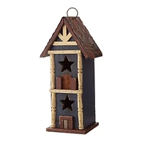 Glitzhome® 13" Solid Wood and Metal Rustic Style Birdhouse