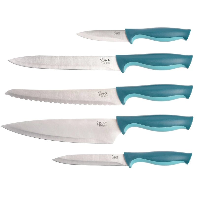 Spice by Tia Mowry Savory Saffron Teal 14 Piece Cutlery Set