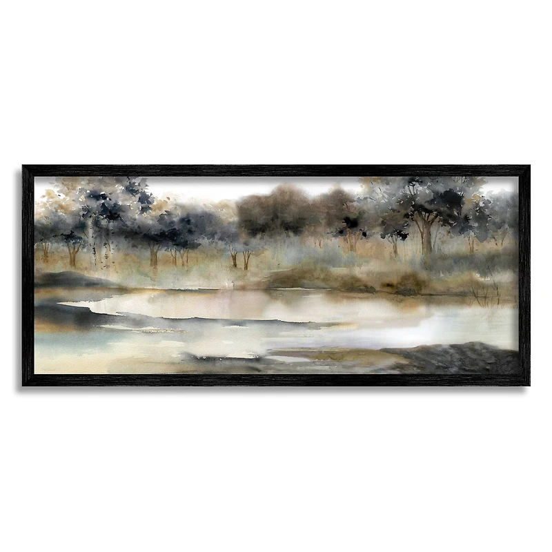 Stupell Industries Trees By Lakeside Landscape Framed Giclee Art