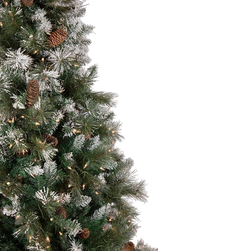 6.5ft. Pre-Lit Snow Valley Pine Artificial Christmas Tree, Clear Lights