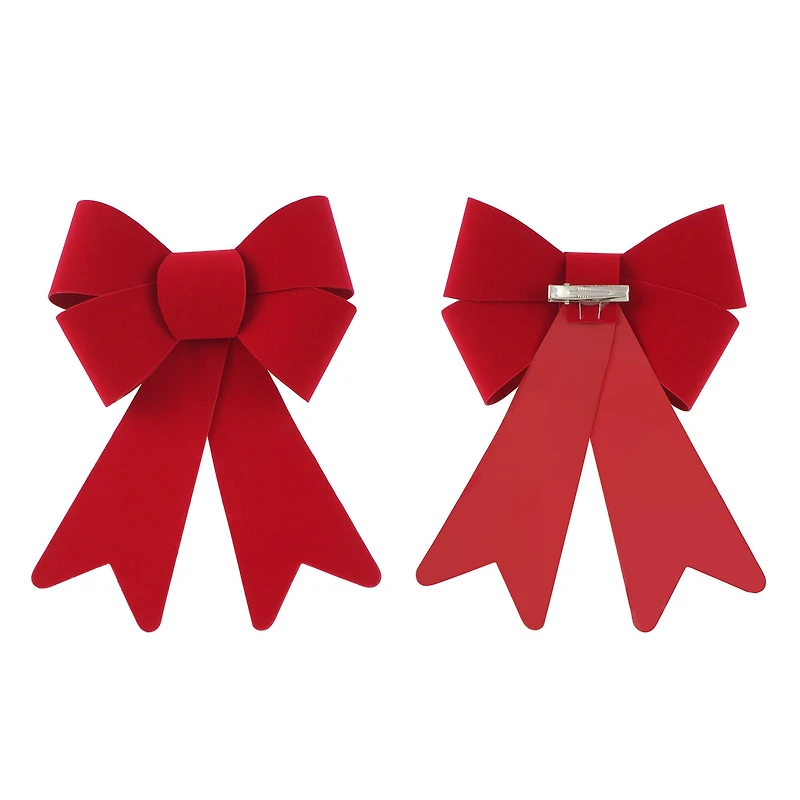 7" Red Flocked Tree Bows, 2ct. by Celebrate It®