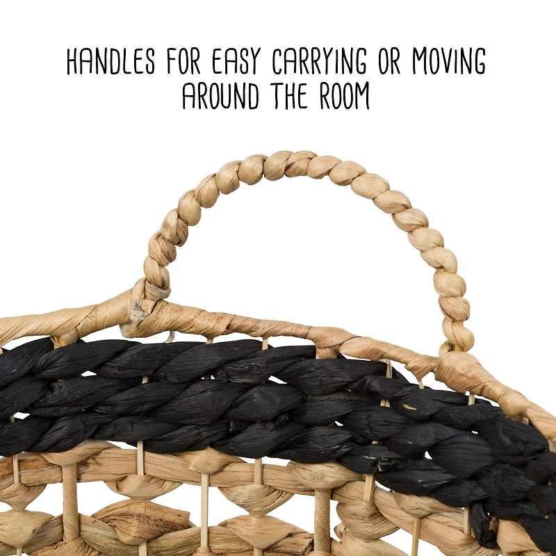 Honey Can Do Black & Brown Round Woven Decorative Nesting Basket Set