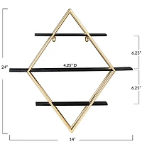 Hello Honey® Wood & Gold Diamond Wall Shelf