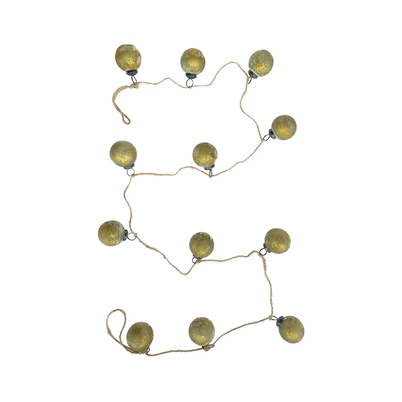 Hello Honey® 6ft. Matte Olive Green & Gold Finish Glass Ball Ornament Garland
