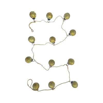 Hello Honey® 6ft. Matte Olive Green & Gold Finish Glass Ball Ornament Garland