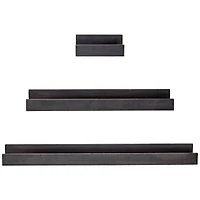 Black Floating Wooden Wall Shelves Set