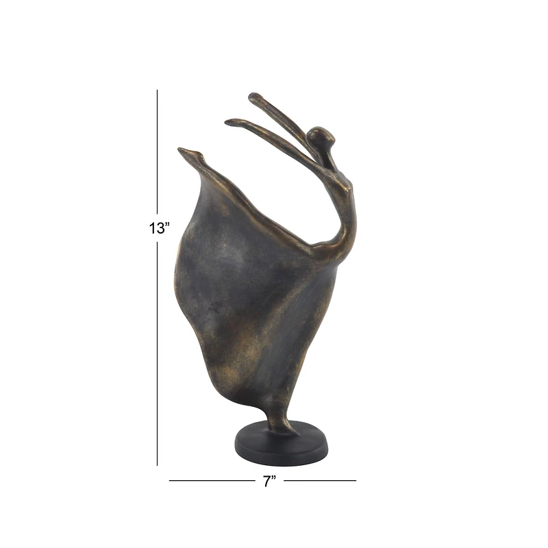 Brass Polystone Traditional Sculpture, Dancer 13" x 7" x 5"