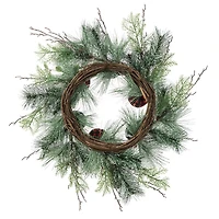 Glitzhome® 24" Frosted Ornament, Berry & Pinecone Wreath
