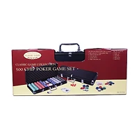 Classic Game Collection 500 Chip Poker Game Set in Black Aluminum Case