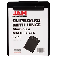 JAM Paper Black Legal Aluminum Premium Clipboard with Hinge
