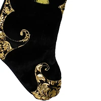21.5" Black & Gold Damask Print Christmas Stocking