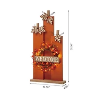 Glitzhome® 30" Fall Lighted Pumpkin & Wreath Décor