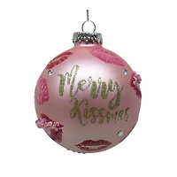 4" Pink Merry Kissmas Glass Ball Ornament by Ashland®