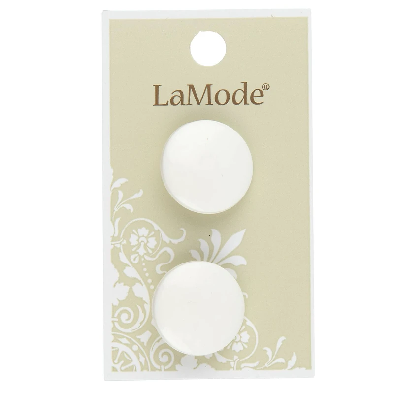 LaMode 7/8" White Shank Buttons, 2ct.