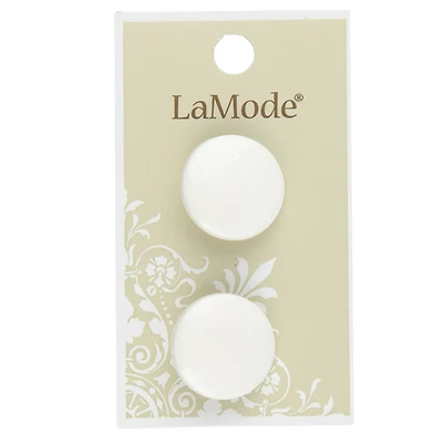 LaMode 7/8" White Shank Buttons, 2ct.