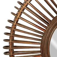 30" Brown Wood Boho Style Wall Mirror