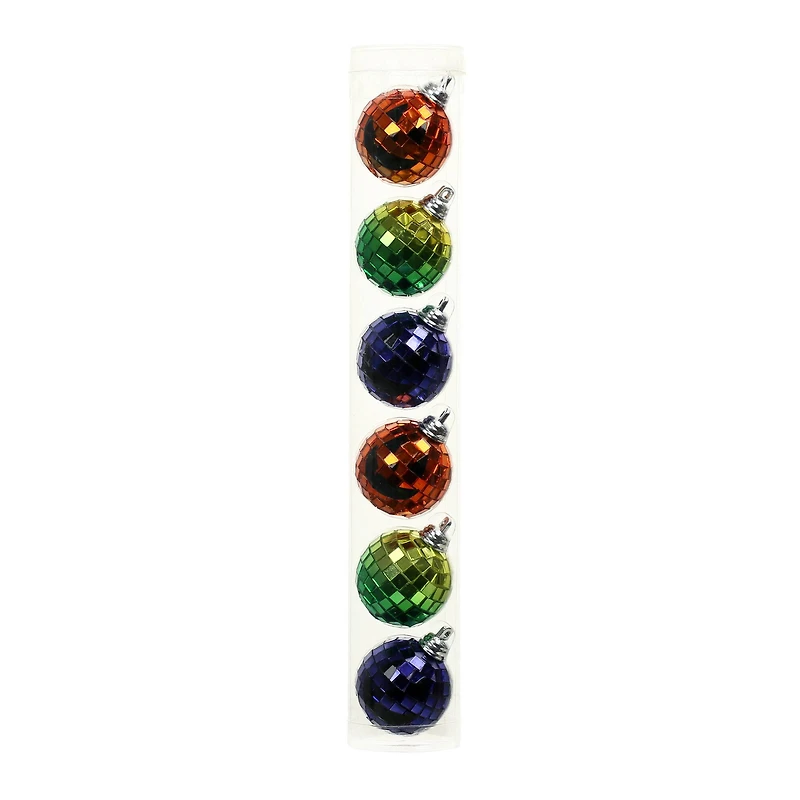1.5" Green, Orange & Blue Disco Halloween Ball Ornaments, 6ct. by Ashland® 