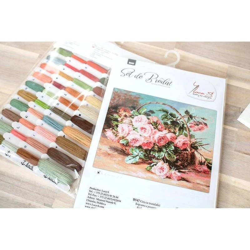 Luca-S Basket of Roses Counted Cross Stitch Kit