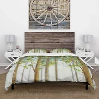 Designart 'Green Forest Study' Farmhouse Bedding Set