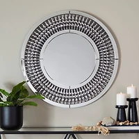 Silver Glass Starburst Wall Mirror with Crystal Embellishment 32" x 1" x 32"
