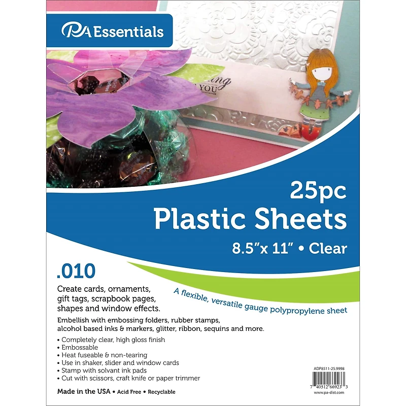 PA Essentials 0.010" 8.5" x 11" Clear Plastic, 25 Sheets