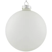4ct. 4" White & Silver Frosted Matte Glass Ball Ornaments