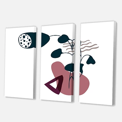 Designart - Elementary Shapes With Abstract Flowers Plants V