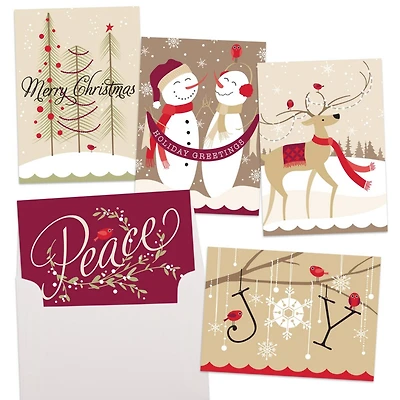 JAM Paper 6.25" x 4.625" Decadent Assortment Christmas Cards Set, 25ct.