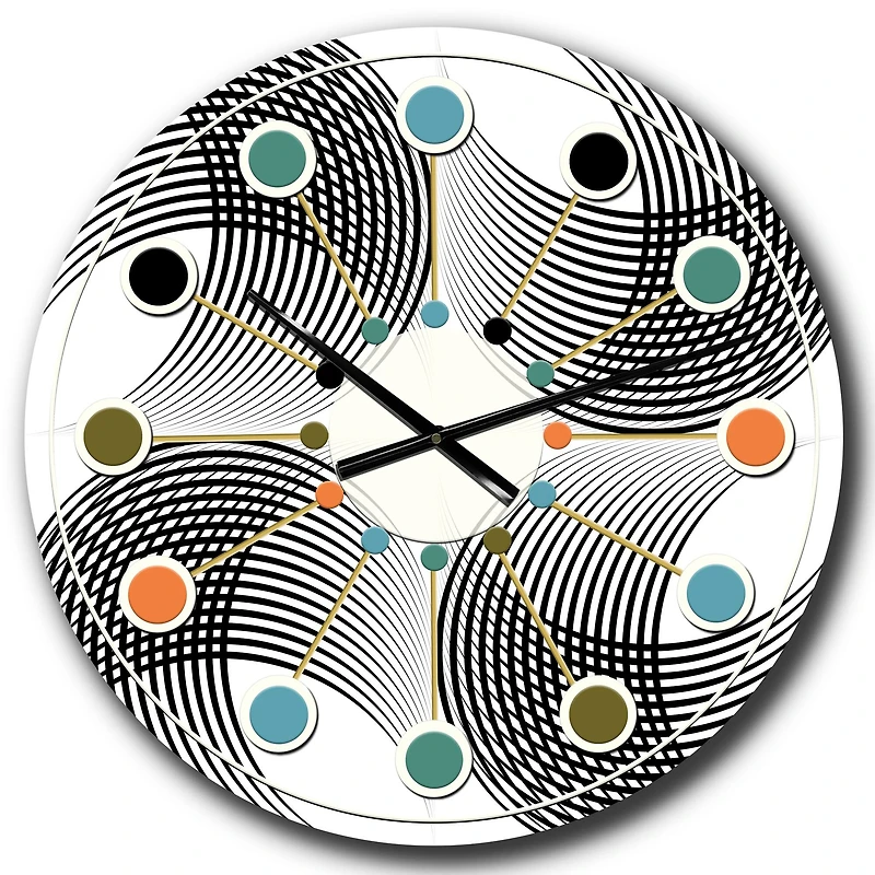 Designart 'Monochrome Geometric Pattern Ix Mid-Century Modern Wall Clock