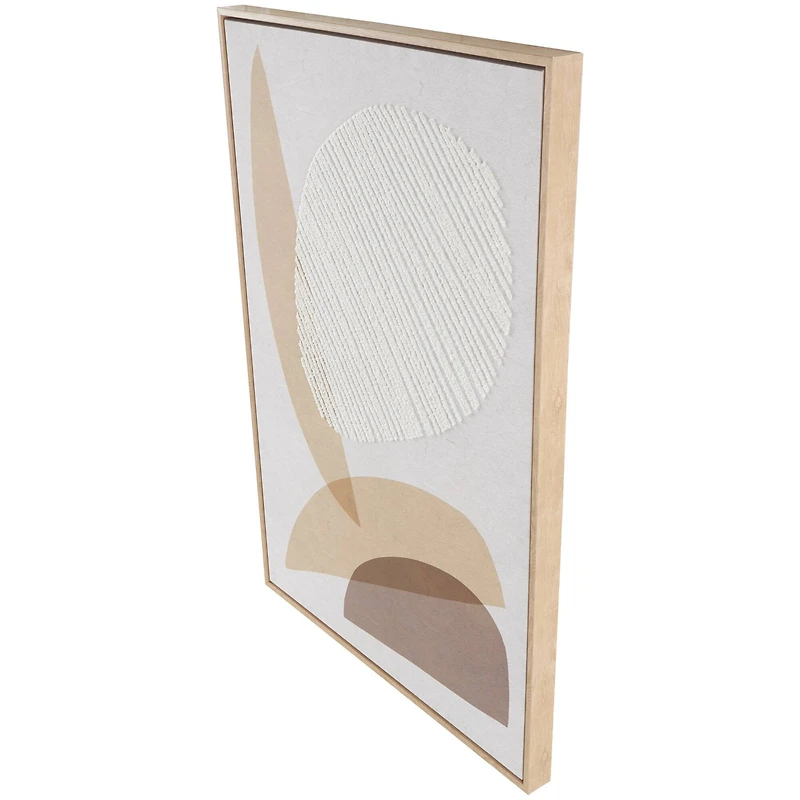 Brown & White Wooden & Fabric Abstract Overlapping Shapes Wall Décor