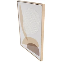 Brown & White Wooden & Fabric Abstract Overlapping Shapes Wall Décor