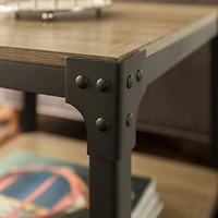 Walker Edison Driftwood Angle Iron Rustic Wood Side Table Set