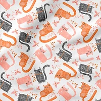 Fabric Editions White Playful Kittens Cotton Fabric