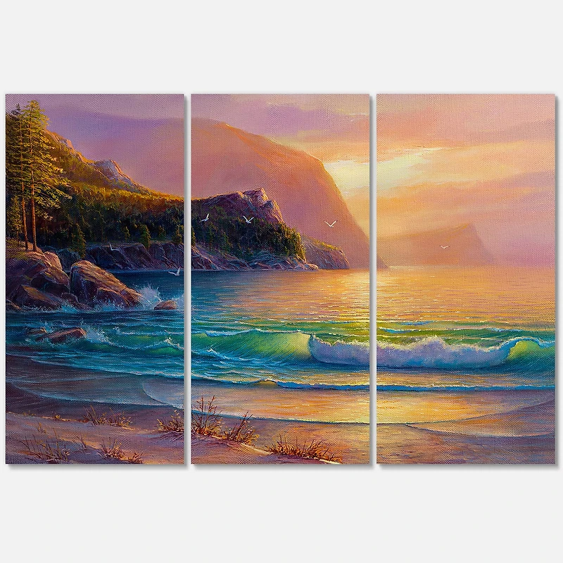 Designart - Romantic Beach During Warm Sunset
