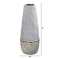 15" Regal Stone Decorative Vase with Gold Accents