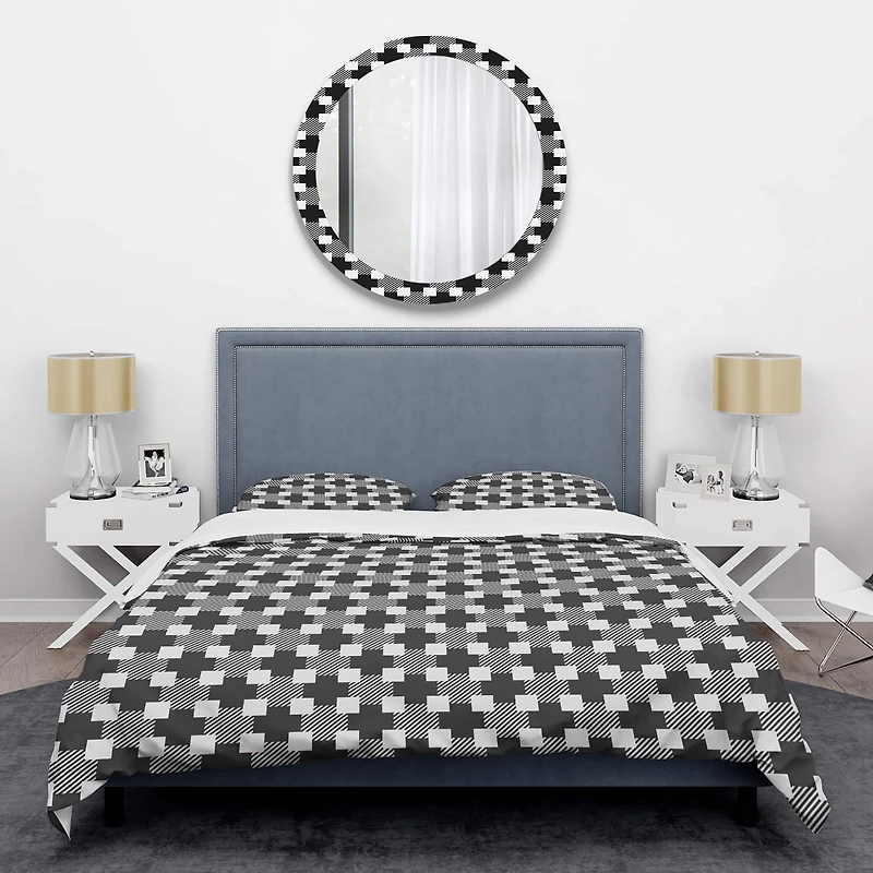 Designart 'Geometric Monochrome Pattern II' Mid-Century Duvet Cover Set