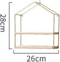 NEX™ Gold 2-Tier Iron House Floating Wall Shelf