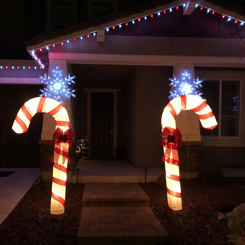 6ft. Pre-Lit Red & White Glitter Candy Cane Christmas Outdoor Décor