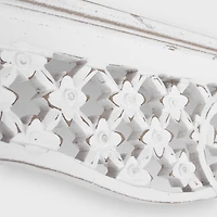 30" Whitewashed Hand-Carved Medallion Floating Wall Shelf