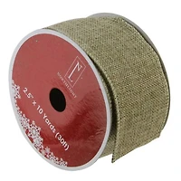 2.5" x 10yd. Wired Faded Burlap Christmas Ribbon