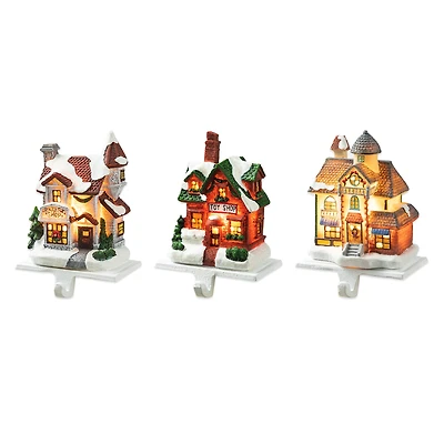 Glitzhome® 6" Lighted House Stocking Holder Set
