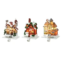 Glitzhome® 6" Lighted House Stocking Holder Set