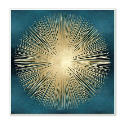 Stupell Industries Abstract Deco Sunburst Shape Over Dark Blue,12" x 12"