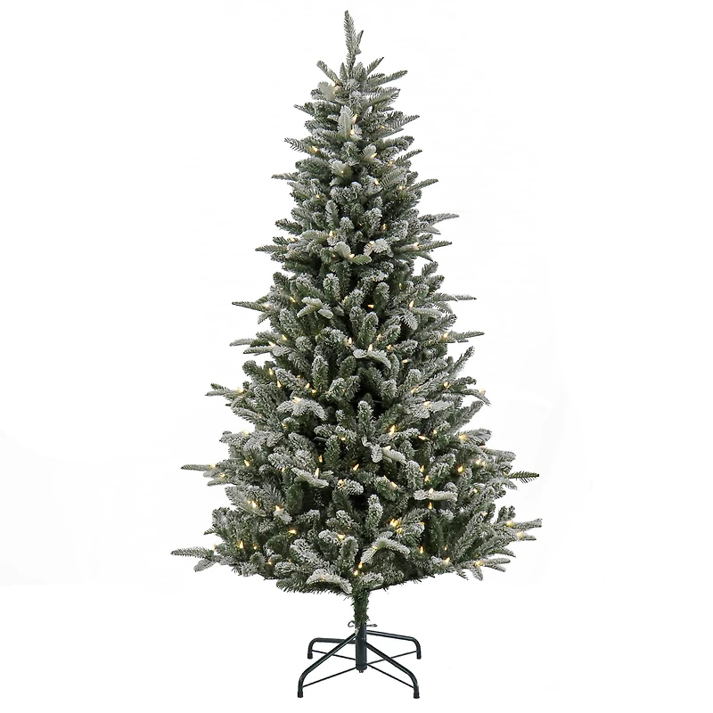 6ft. Pre-Lit Snowy Libby Fir Artificial Christmas Tree, Warm White LED Lights